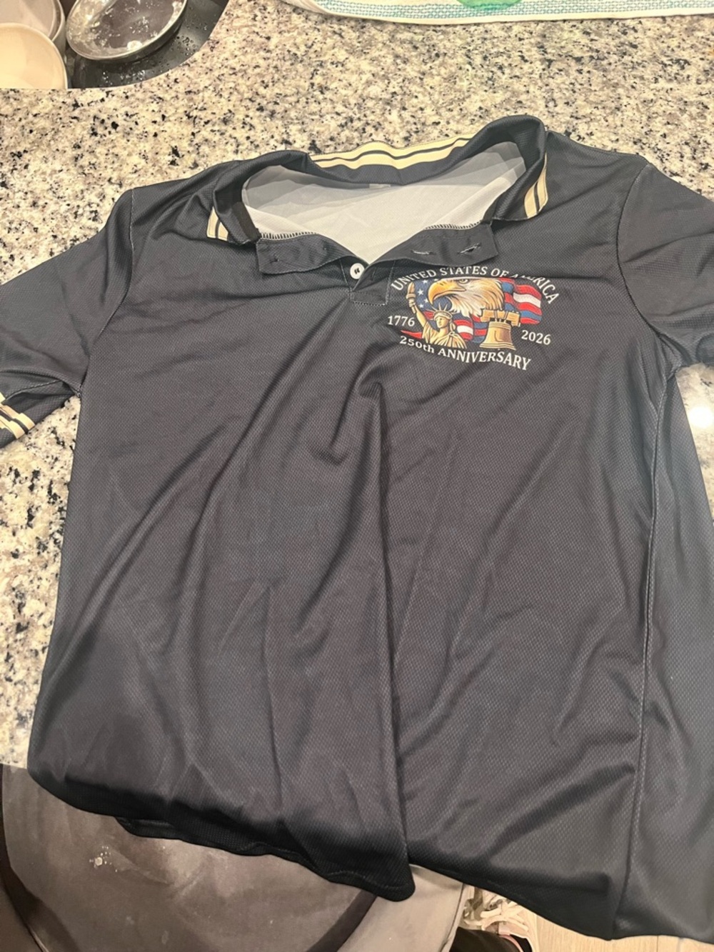 Kids Black Polo Shirt with 250th Anniversary Crest